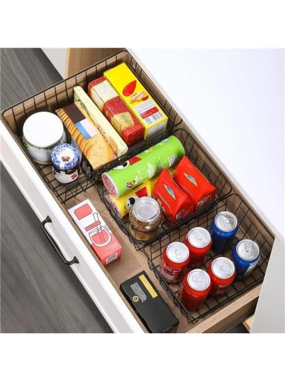 Wire Storage Baskets Set of 6 Kitchen Pantry Organizer Bathroom Cabinet Shelf